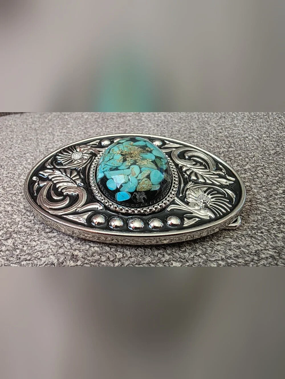 New beautiful Silver Oval Turquoise Color Stone Belt Buckle